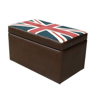 Brown Kubic bonded leather and Union Jack storage bench
