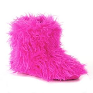 Candie's Plush Bootie Slippers, Hot Pink, Faux Fur, Size 13/1, Age Approx 6 9 Shoes