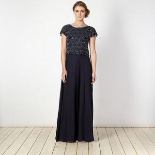 Debut Navy scalloped embellished maxi ball gown dress