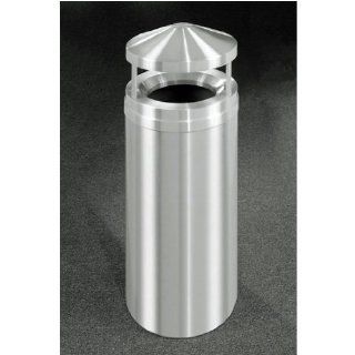 Glaro Canopy Top Satin Aluminum Cover Waste Receptacle, 33 Gal, 20 inch Dia x 42 inch H, All Satin Aluminum, Shown in All Satin Aluminum finish Waste Bins Kitchen & Dining