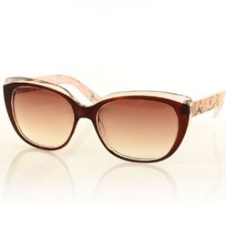 UV400 Python Animal Print Slightly Cat Frames Brown Smoke Lens Sunglasses Brown Clothing