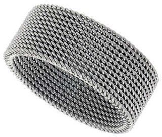 Mesh Band Ring Stainless Steel Flexible Wire Woven Size 10 Jewelry
