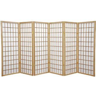 4 Feet Tall Window Pane Shoji Screen in Natural Number of Panels 6  