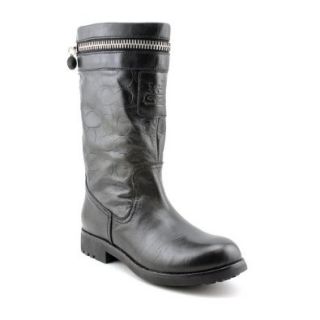 Coach Women's Vinni Leather Mid Calf Boots in Black Shoes