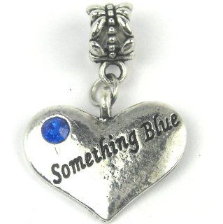 " Something Blue Heart Dangle " Charm for Pandora Chamilia Kay's Troll European Story Charm Bracelets Jewelry