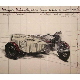 Art Wrapped Motorcycle/Sidecar, Project for Harley Davidson 1933 VL Model; edition 1 130  Lithography  Christo