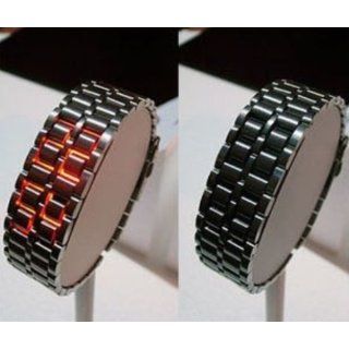 GGI International Men'sLava Black Stainless Steel Lava RED LED Digital Bracelet Watch Watches