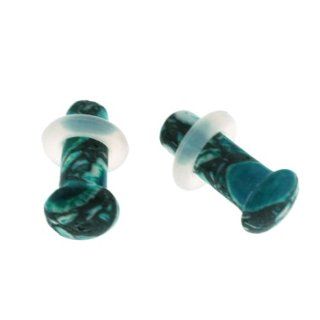 Blue Crazy Agate Single Flared Stone Plugs   8G With O Ring   Sold As A Pair Jewelry