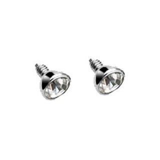 16 Gauge Internally Threaded Grade 23 Titanium Press Fit for Dermal Anchors   3mm Clear Gem   Sold as a Pair Jewelry
