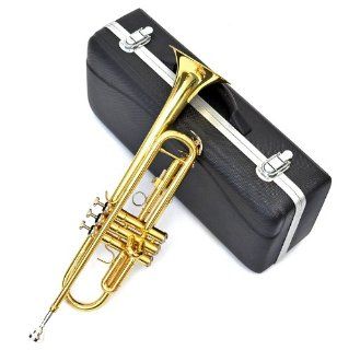Bb Trompete in Goldlack mit Trigger, Hartschalen Koffer und C7 Mundstck Musikinstrumente