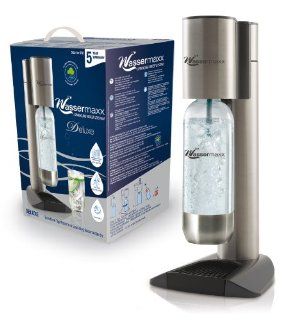 Wassermaxx 1617111490 Wassersprudler Deluxe inkl. 1 x Zylinder 60 L und 1 x PET Edelstahl Flasche Küche & Haushalt