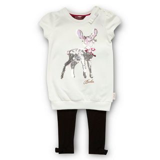 Baker by Ted Baker Girls cream sequin deer sweat top and leggings set