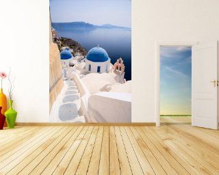 Bilderdepot24 selbstklebende Fototapete "Santorini View   Griechenland" 130x230 cm   direkt vom Hersteller Küche & Haushalt