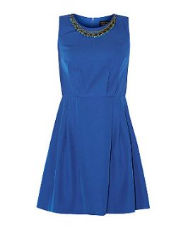 Tokyo Doll Blue Necklace Pleated Skater Dress