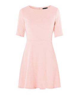 Light Pink Crepe 1/2 Sleeve Skater Dress