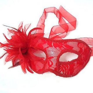 Handgefertigte Maskenball Venezianische Maske Masquerade   Schwarz Rot oder Wei (Rot) Bekleidung