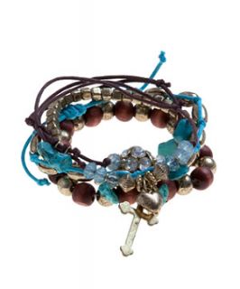 Turquoise Cross and Bead Bracelet Stack
