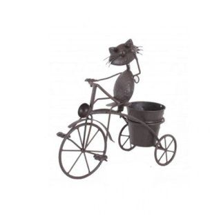 Gartendeko Tier mit Fahrrad Metall Topf bepflanzbar Frosch Hund Katze Maus Blume Pflanzen NEU, Modell / CharakterFrosch Garten
