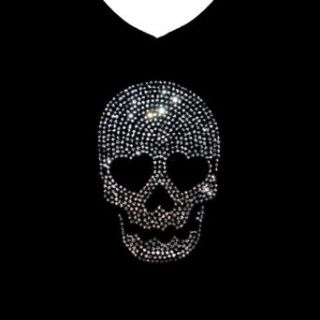 Skull Shirt V Neck Strass   BlingelingShirts   Totenkopf kristall mit Herzaugen gross Bekleidung