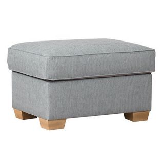 Pale blue Aster footstool with light wood feet