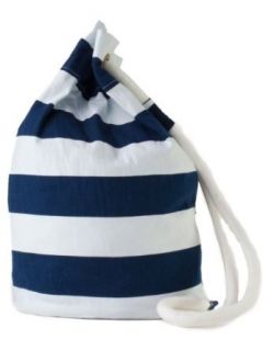 American Apparel Cinch Rope Tote   Navy Red Stripe / One Size Bekleidung