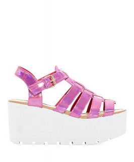 Pink Gladiator Flatform Wedges