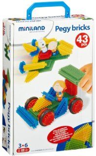 Miniland 94040   Pegy Bricks 43 Teile / Koffer mit Traggriff Spielzeug