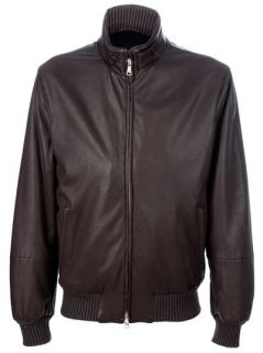 Enrico Mandelli Funnel Neck Leather Jacket