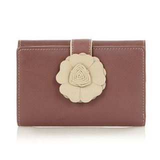 The Collection Dark pink leather flower tab purse