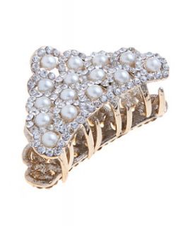 Crystal Diamante Pearl Bulldog Hair Clip