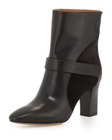 Chloe Leather Chunky Heel Boot, Black