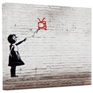 Banksy 'Balloon TV Girl' Gallery Wrapped Canvas   15086845 Top Rated ArtWall Canvas