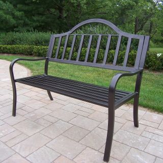 Oakland Living Rochester Tubular Iron Bench in Hammer Tone Bronze Finish   Outdoor Benches