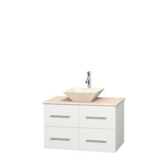 Wyndham Collection Centra White 36 inch Single Ivory Marble Vanity