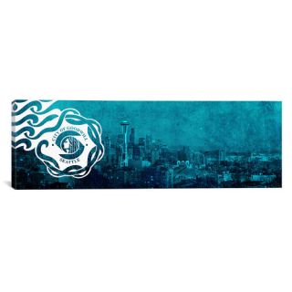 Flags Seattle City Skyline Panoramic Graphic Art on Canvas by iCanvas