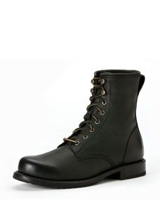 Frye Wayde Leather Combat Boot, Black