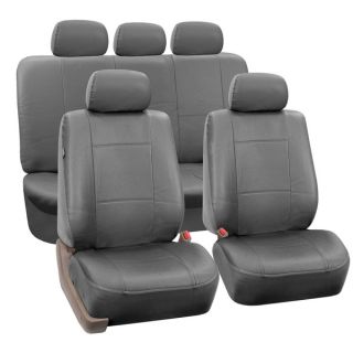 FH Group Solid Grey PU Leather Car Seat Covers Airbag safe and Split