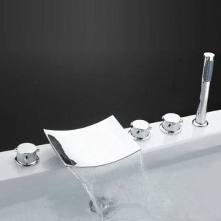 Sumerain Triple Handle Deck Mount Waterfall Tub Faucet with Handshower