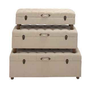 Piece Alluring Wood Fabric Trunk Set by Woodland Imports