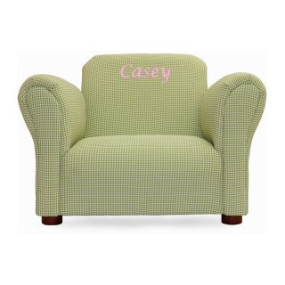 Fantasy Furniture Personalized Kids Mini Chair Green Gingham   Kids Upholstered Chairs