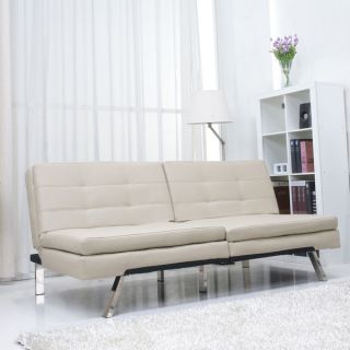 ABBYSON LIVING Aspen Taupe Faux Leather Foldable Futon Sleeper Sofa