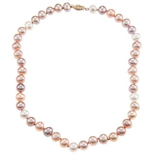DaVonna 14k 8 9mm Multi Pink Freshwater Cultured Pearl Strand Necklace