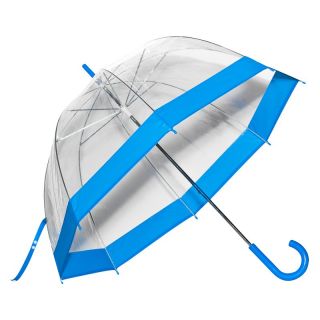 Elite Rain Umbrella Clear Classic Bubble Umbrella   Blue Trim   Travel Accessories