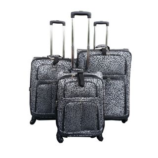 Kemyer Classic Collection Black Cheetah 3 piece Spinner Luggage Set