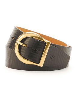 TOM FORD Mens Leather Round Buckle Belt, Brown