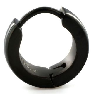 Blackplated Stainless Steel Star Print Hoop Earrings   13878581