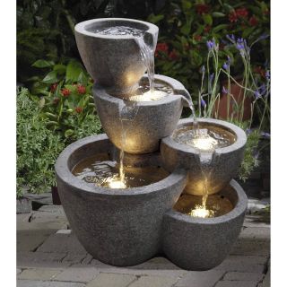 Jeco Multi Pots Indoor/Outdoor Fountain with 4 LED Lights   Fountains