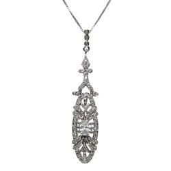 Sterling Silver Cubic Zirconia Art Deco Vintage Style Necklace