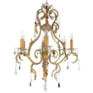 Oriental Furniture Iron Scrolls Crystal Chandelier