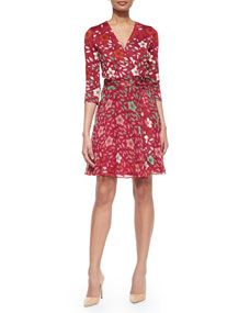 Diane von Furstenberg Silk Floral Wrap Dress, Red